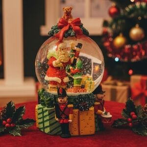 Vintage Avon Santa Snow Globe with Nutcracker Accents